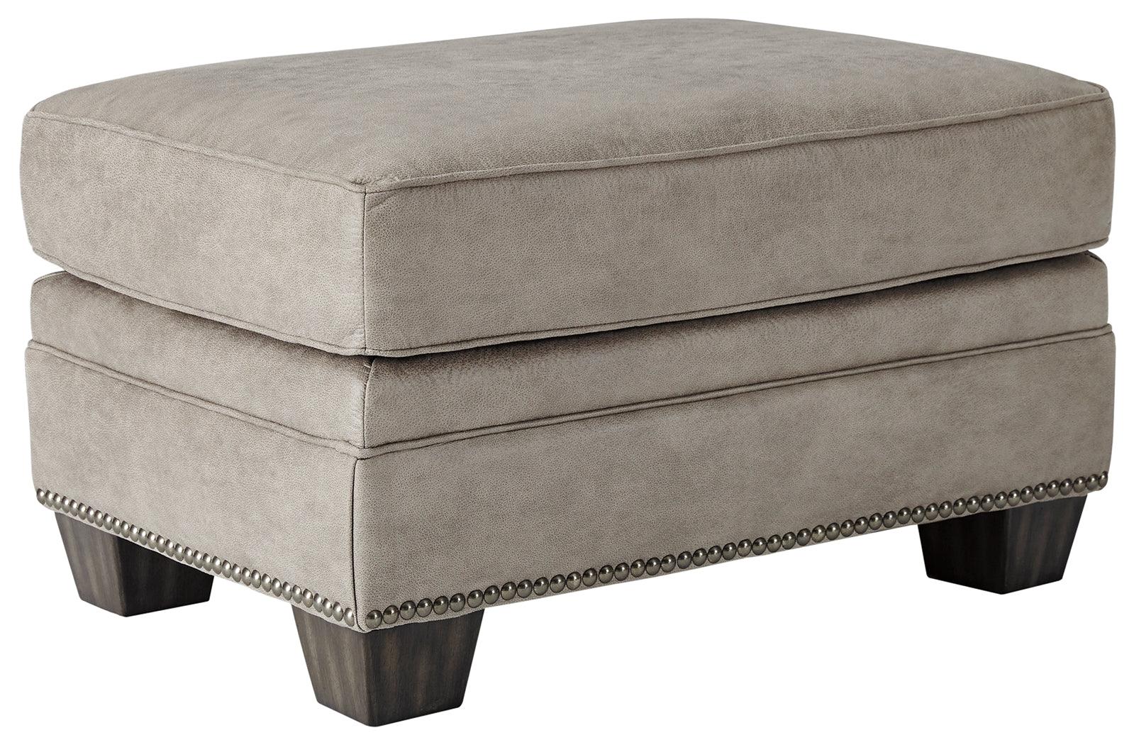 Olsberg Steel Faux Leather Ottoman - Ella Furniture