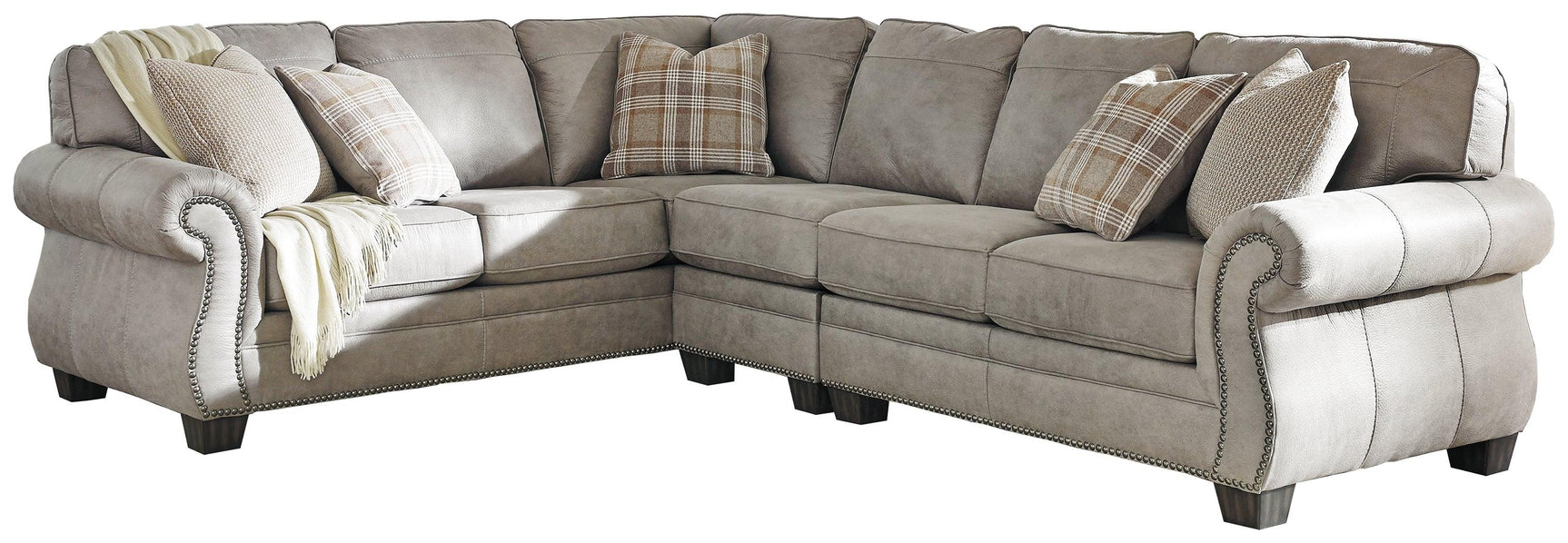 Olsberg Steel Faux Leather 3-Piece Sectional - Ella Furniture