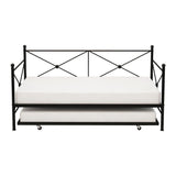 Jones Black Metal Modern Sleek Traditional Metal Daybed With Trundle - Ella Furniture