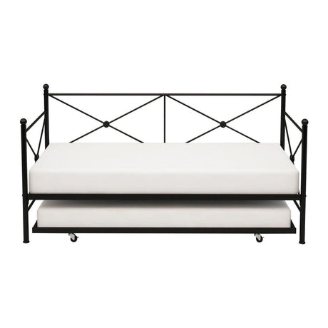 Jones Black Metal Modern Sleek Traditional Metal Daybed With Trundle - Ella Furniture