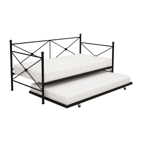 Jones Black Metal Modern Sleek Traditional Metal Daybed With Trundle - Ella Furniture