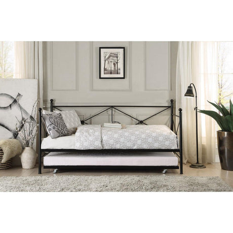 Jones Black Metal Modern Sleek Traditional Metal Daybed With Trundle - Ella Furniture