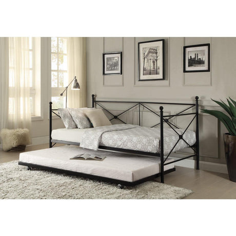 Jones Black Metal Modern Sleek Traditional Metal Daybed With Trundle - Ella Furniture