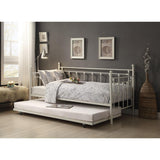 Lorena White Modern Traditional Metal Daybed With Trundle - Ella Furniture