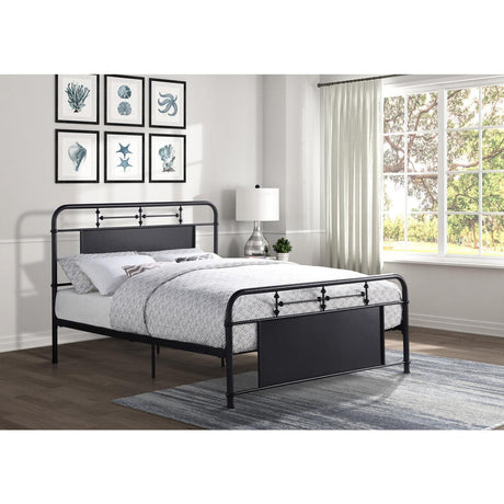 Blanchard Mottled Silver Modern Sleek Traditional Metal Queen Platform Bed - Ella Furniture