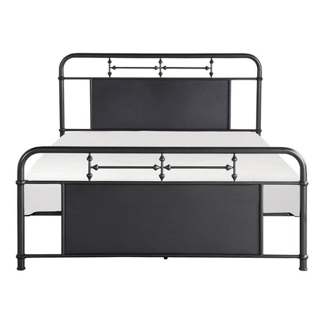 Blanchard Mottled Silver Modern Sleek Traditional Metal Queen Platform Bed - Ella Furniture