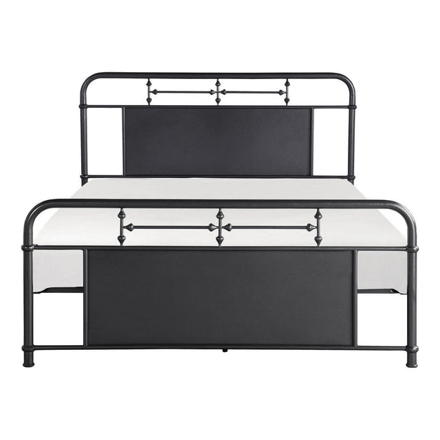 Blanchard Mottled Silver Modern Sleek Traditional Metal Queen Platform Bed - Ella Furniture