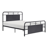 Blanchard Mottled Silver Modern Sleek Traditional Metal Queen Platform Bed - Ella Furniture