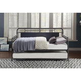 Blanchard Mottled Silver Modern Traditional Metal Daybed With Trundle - Ella Furniture