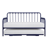 Constance Navy Blue Modern Sleek Metal Daybed With Lift-up Trundle - Ella Furniture