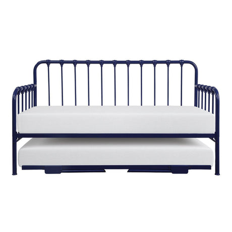 Constance Navy Blue Modern Sleek Metal Daybed With Lift-up Trundle - Ella Furniture