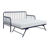 Constance Navy Blue Modern Sleek Metal Daybed With Lift-up Trundle - Ella Furniture