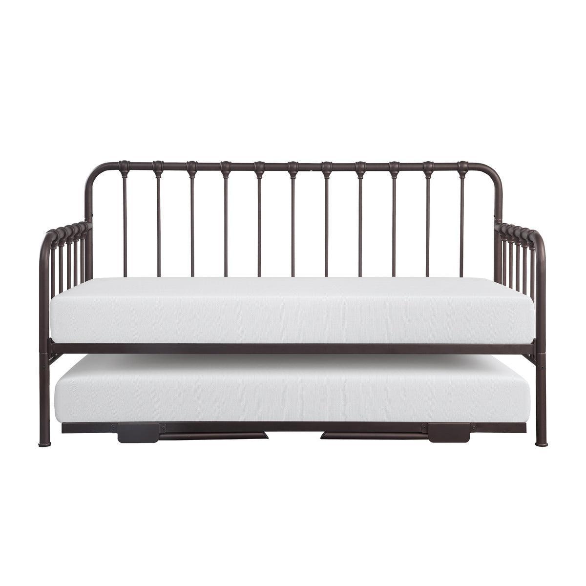 Constance Dark Bronze Modern Classic Metal Daybed With Lift-up Trundle - Ella Furniture