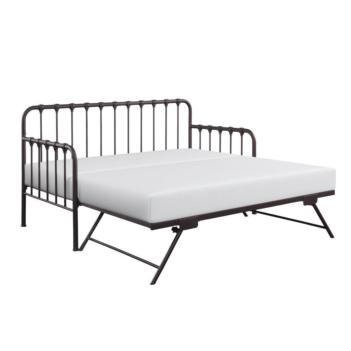 Constance Dark Bronze Modern Classic Metal Daybed With Lift-up Trundle - Ella Furniture