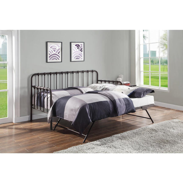 Constance Dark Bronze Modern Classic Metal Daybed With Lift-up Trundle - Ella Furniture