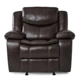 Bastrop Brown Solid Wood And Plywood Premium Faux Leather Upholstery Glider Reclining Chair - Ella Furniture