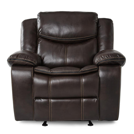 Bastrop Brown Solid Wood And Plywood Premium Faux Leather Upholstery Glider Reclining Chair - Ella Furniture
