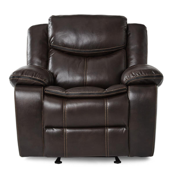 Bastrop Brown Solid Wood And Plywood Premium Faux Leather Upholstery Glider Reclining Chair - Ella Furniture