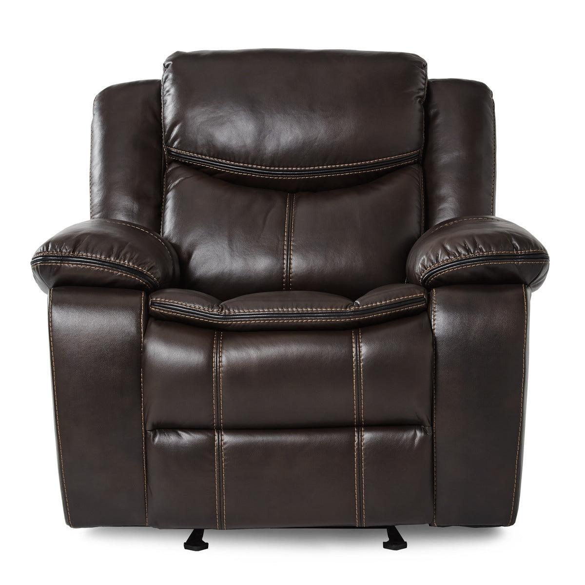 Bastrop Brown Solid Wood And Plywood Premium Faux Leather Upholstery Glider Reclining Chair - Ella Furniture
