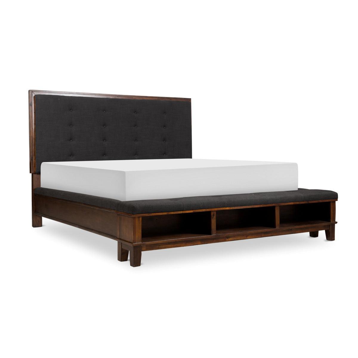 Brown Eastern Modern Traditional Upholstered Tufted King Panel Bedroom Set - Ella Furniture