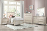 Celandine Pearl Embossed Traditional Engineered Wood Faux Leather Upholstered Tufted Youth Bedroom Set - Ella Furniture