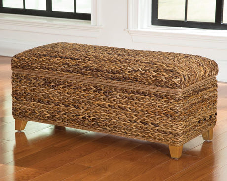 Laughton Hand-woven Storage Trunk Amber - Ella Furniture