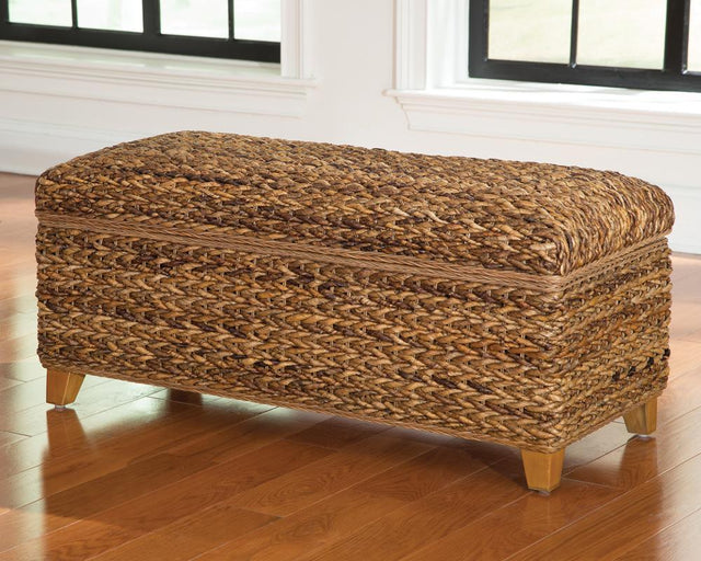 Laughton Hand-woven Storage Trunk Amber - Ella Furniture