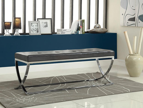 Walton Rectangle Upholstered Tufted Bench Black - Ella Furniture