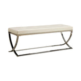 Walton Bench With Metal Base White And Chrome - Ella Furniture