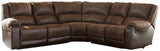 Nantahala Coffee Faux Leather 5-Piece Reclining Sectional - Ella Furniture