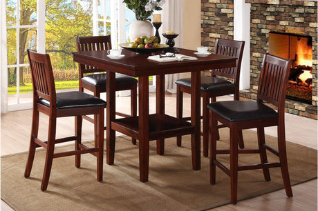 Galena Brown Modern Transitional Solid Wood Faux Leather Seat Square Dining Room Set - Ella Furniture