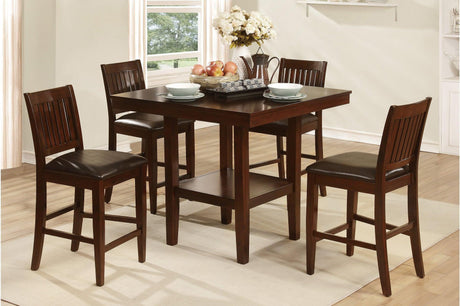 Galena Brown Modern Transitional Solid Wood Faux Leather Seat Square Dining Room Set - Ella Furniture