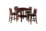 Galena Brown Modern Transitional Solid Wood Faux Leather Seat Square Dining Room Set - Ella Furniture
