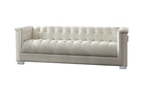 Chaviano Upholstered Ottoman Pearl White - Ella Furniture