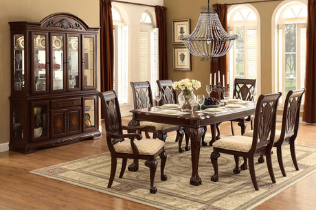 Norwich Dark Cherry Finish Sleek Traditional Fabric Upholstery Seat Rectangular Dining Room Set - Ella Furniture