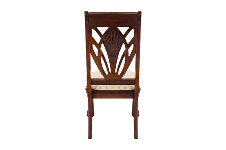 Norwich Dark Cherry Finish Sleek Traditional Fabric Upholstery Seat Rectangular Dining Room Set - Ella Furniture