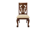 Norwich Dark Cherry Finish Sleek Traditional Fabric Upholstery Seat Rectangular Dining Room Set - Ella Furniture