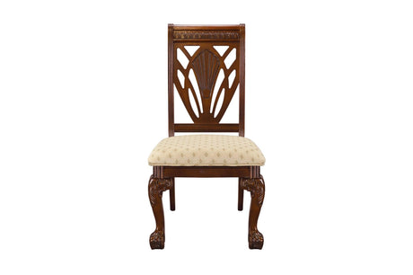 Norwich Dark Cherry Finish Sleek Traditional Fabric Upholstery Seat Rectangular Dining Room Set - Ella Furniture