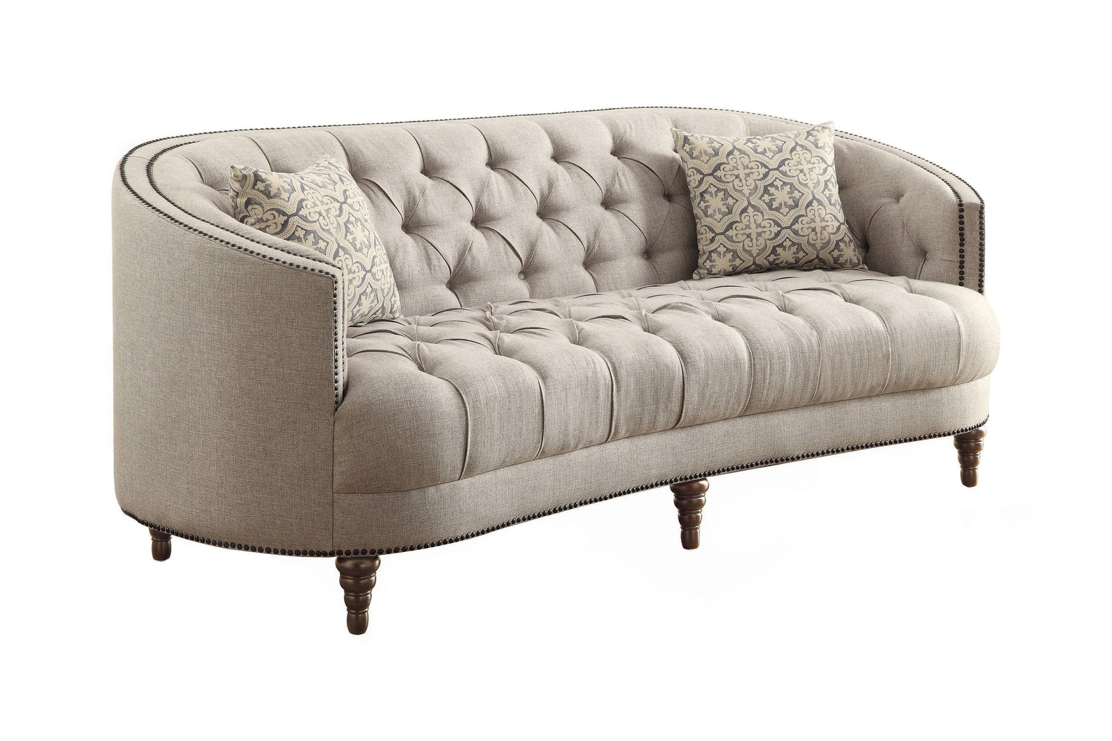 Avonlea Sloped Arm Upholstered Sofa Trim Grey - Ella Furniture