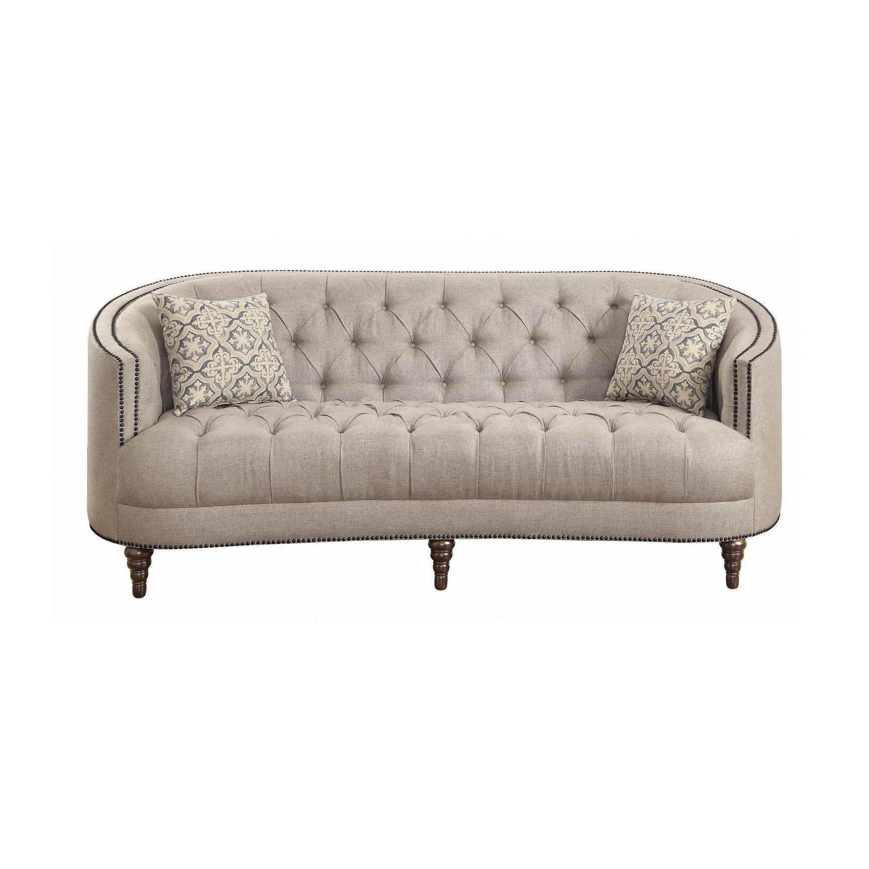 Avonlea Sloped Arm Upholstered Sofa Trim Grey - Ella Furniture