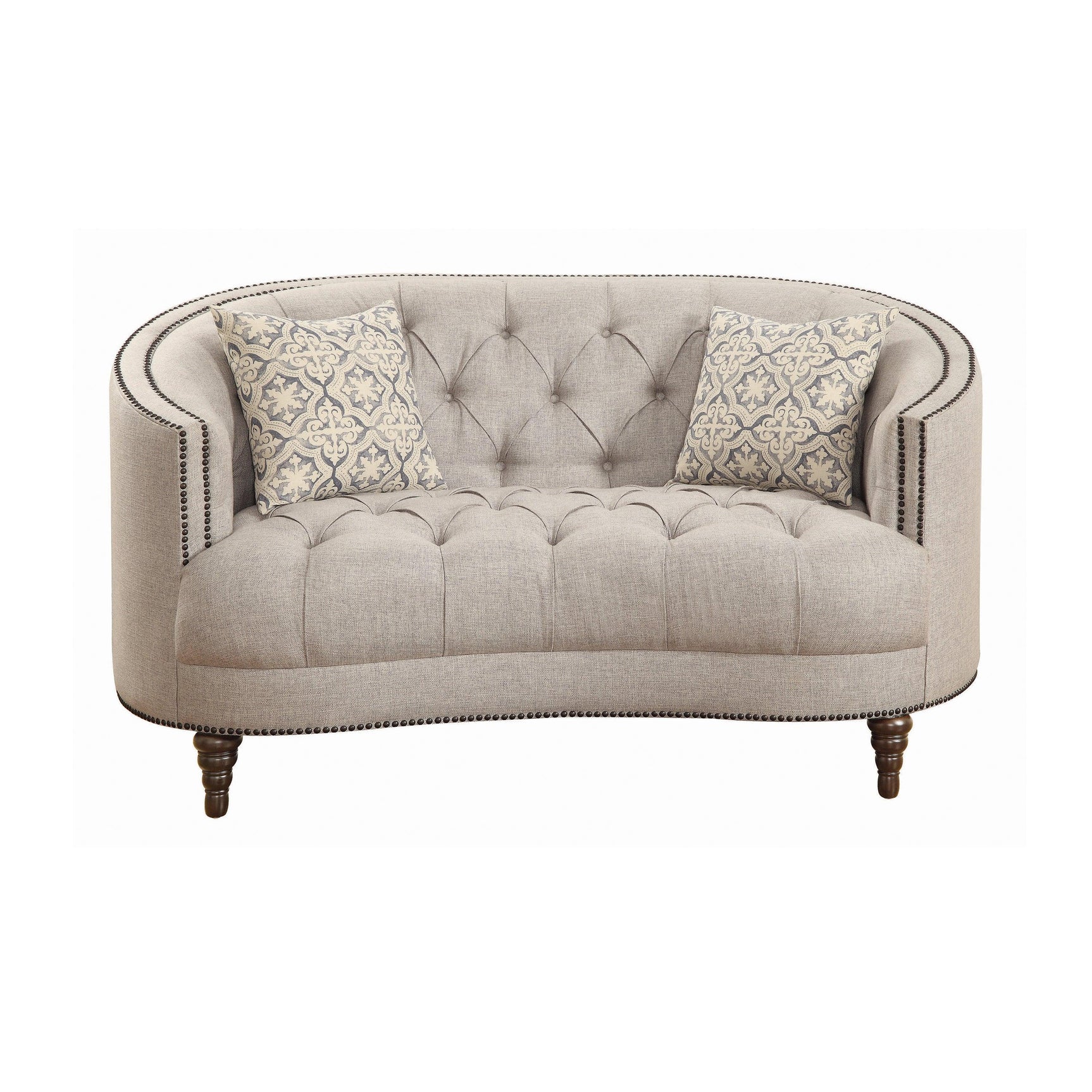 Avonlea Sloped Arm Upholstered Sofa Trim Grey - Ella Furniture