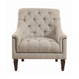 Avonlea Sloped Arm Upholstered Loveseat Trim Grey - Ella Furniture