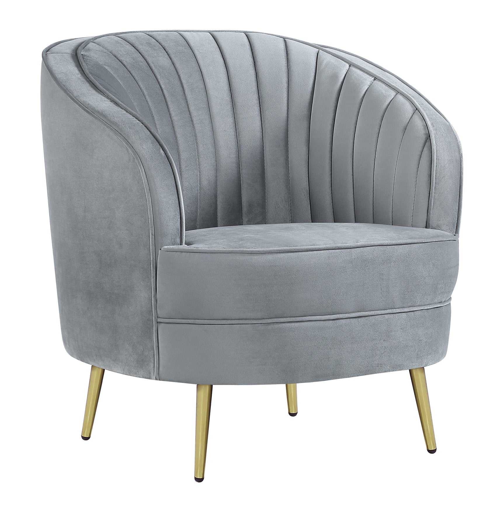 Sophia Upholstered Loveseat With Camel Back Grey And Gold - Ella Furniture