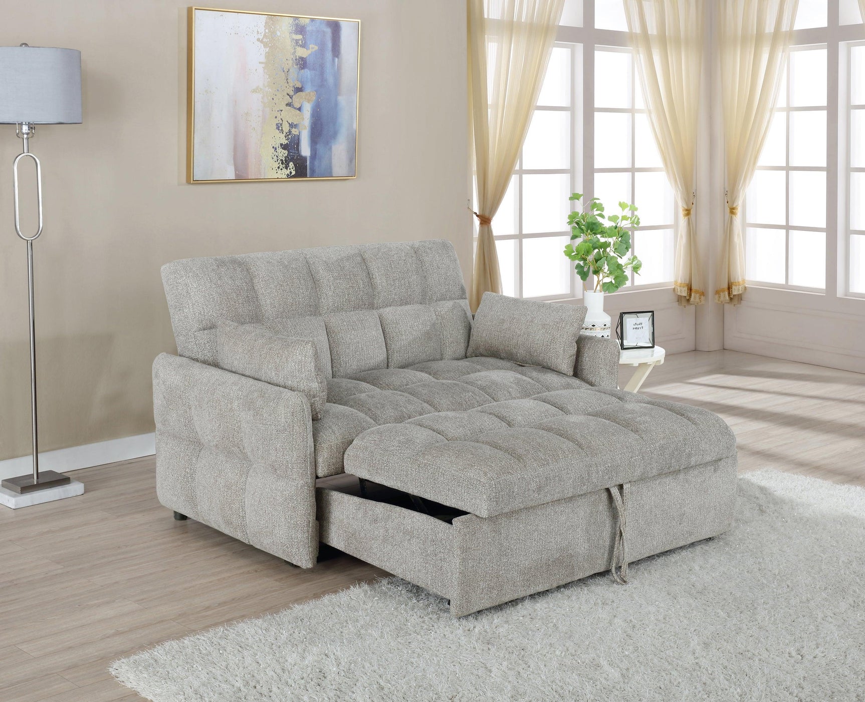 Cotswold Tufted Cushion Sleeper Sofa Bed Beige - Ella Furniture