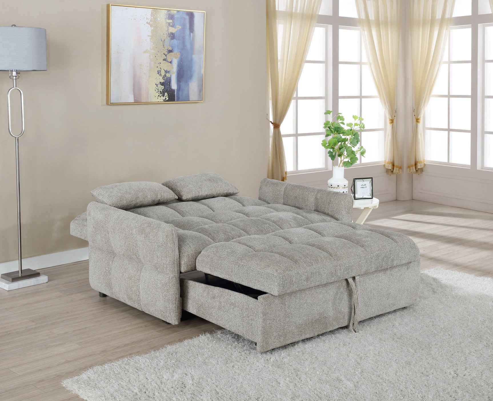 Cotswold Tufted Cushion Sleeper Sofa Bed Beige - Ella Furniture