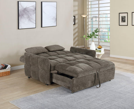 Cotswold Tufted Cushion Sleeper Sofa Bed Brown - Ella Furniture