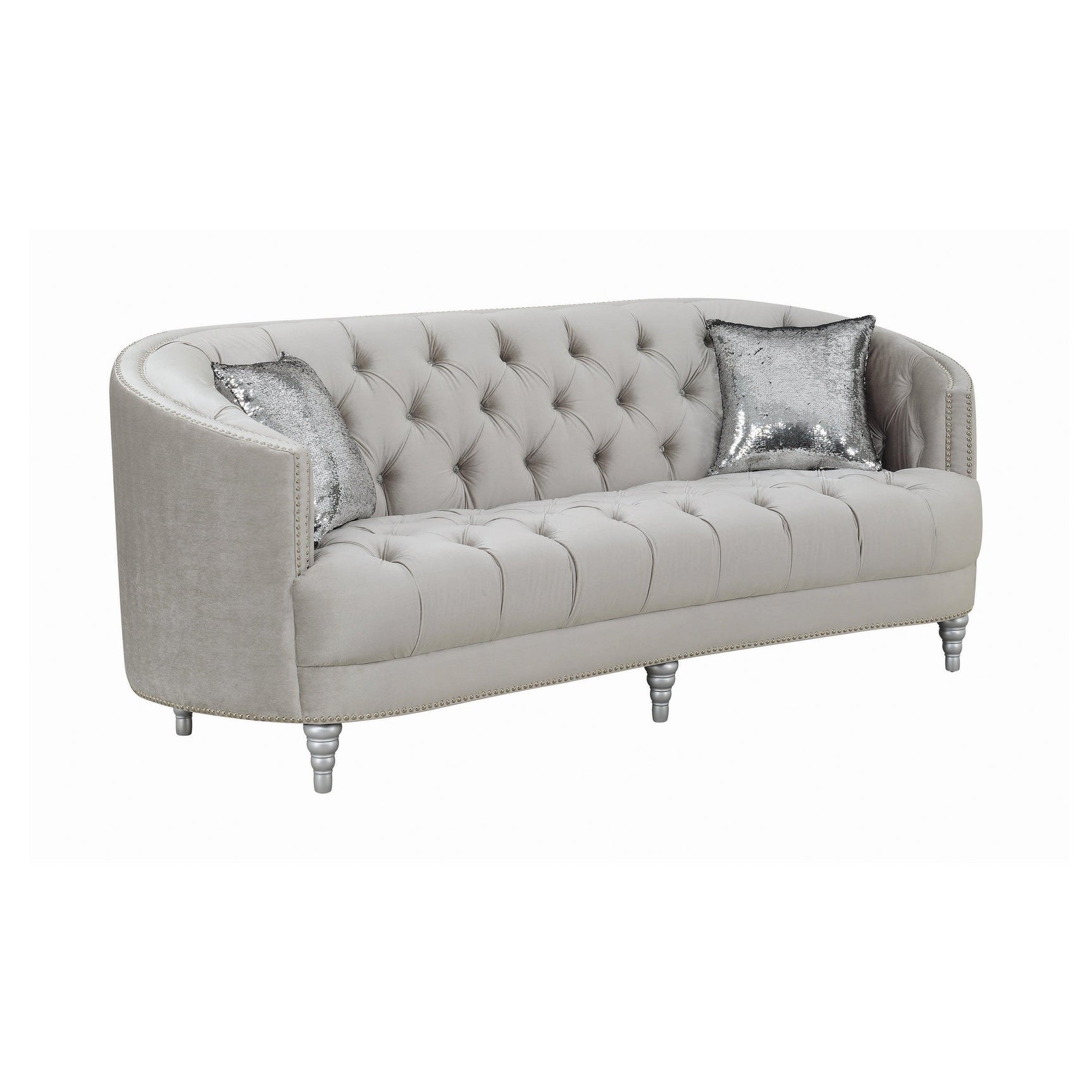 Avonlea Sloped Arm Tufted Sofa Grey - Ella Furniture