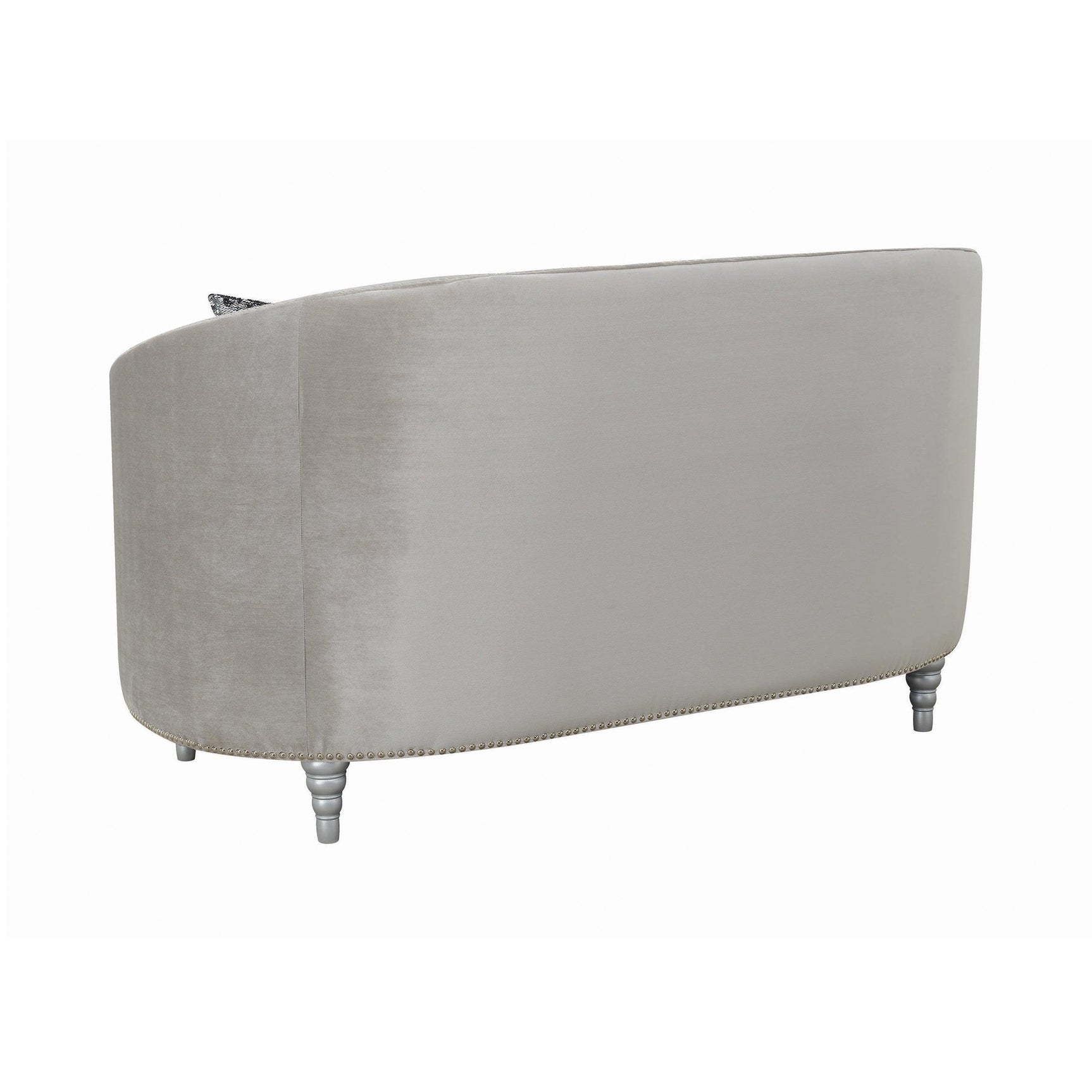 Avonlea Sloped Arm Tufted Loveseat Grey - Ella Furniture