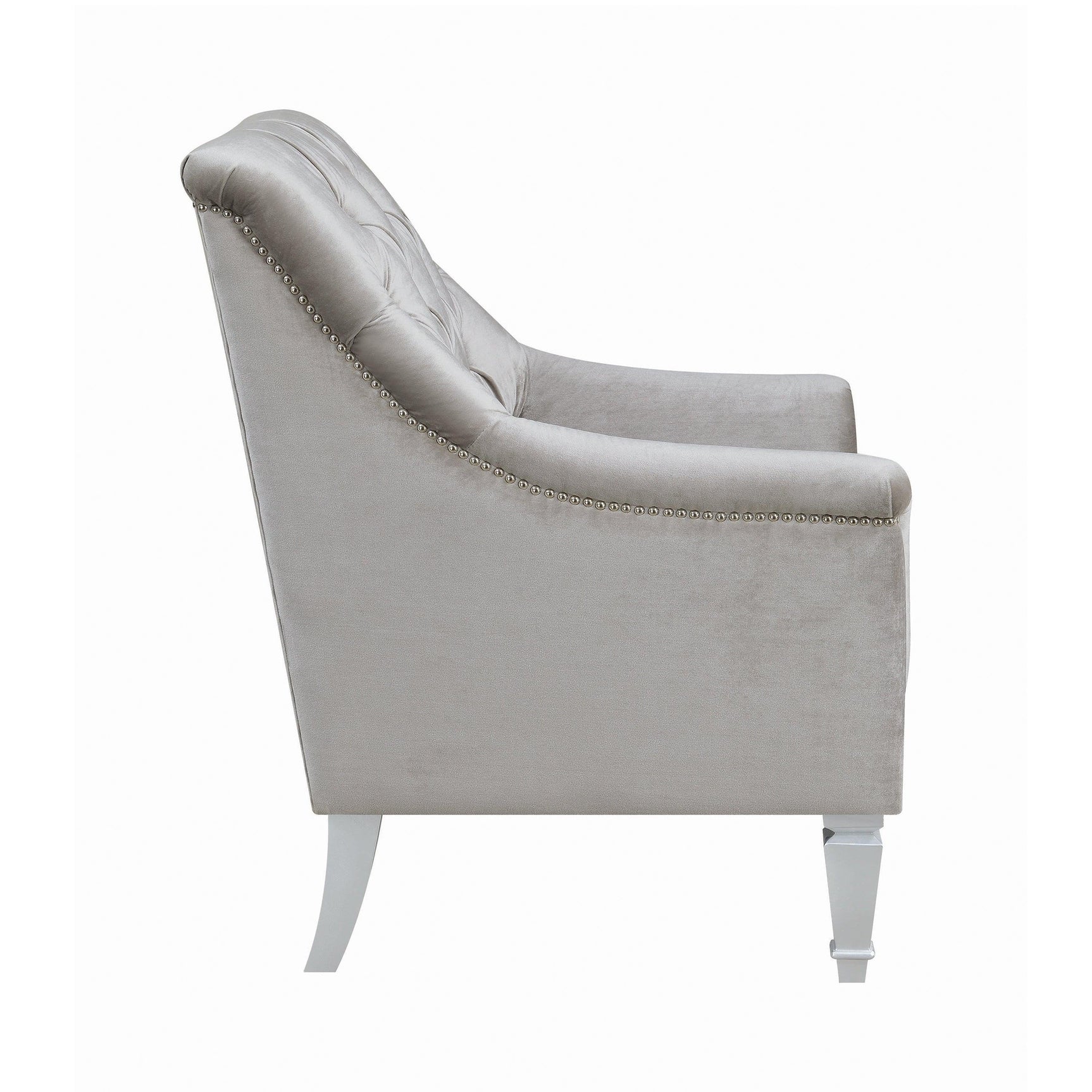 Avonlea Sloped Arm Tufted Chair Grey - Ella Furniture