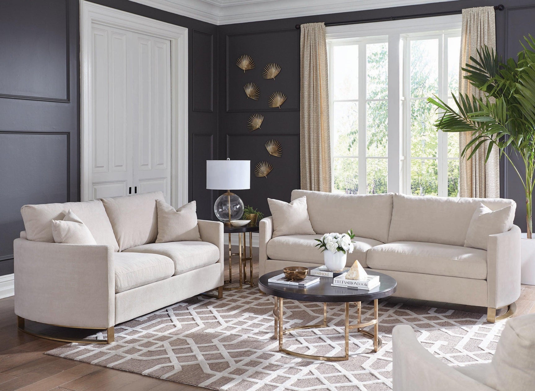 Corliss Upholstered Arched Arms Sofa Beige - Ella Furniture